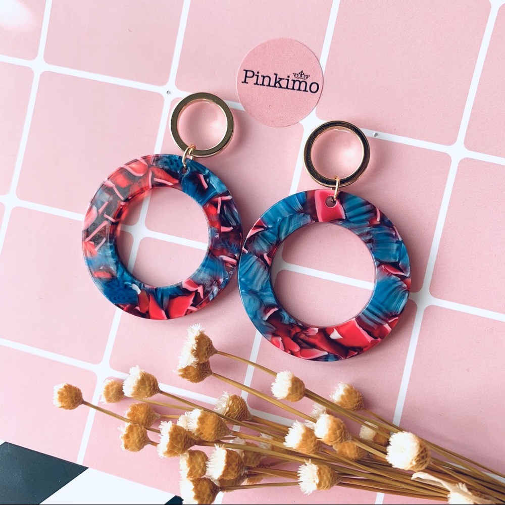 Double Rings Acrylic Earrings